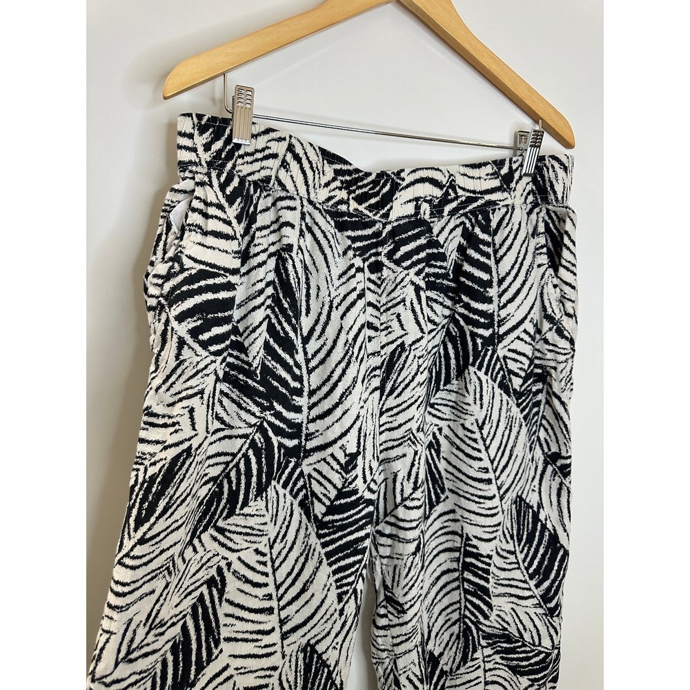 Cynthia Rowley 100% Linen Wide Leg Crop Pants Leaf Tropical Print Plus Size 1X - Picture 3 of 12